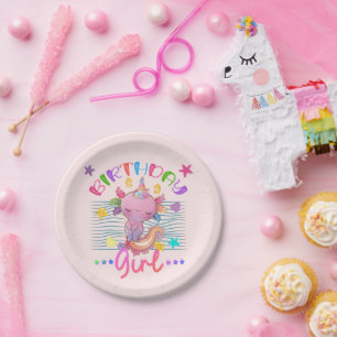 Axolotl Unicorn Geburtstag Girl Party Thema farben Pappteller