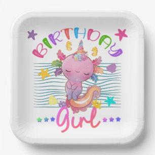 Axolotl Unicorn Geburtstag Girl Party Thema farben Pappteller