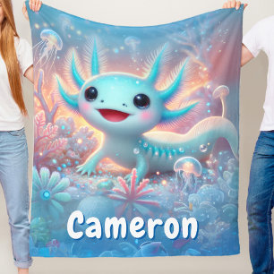 Axolotl Unterwasser Neon Junge Axolotl  Fleecedecke