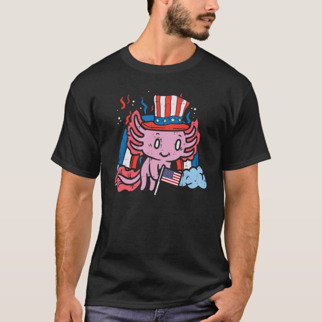 Axolotl Us Flag Top Hat Niedlich 4. Juli Patriot (Vorderseite)
