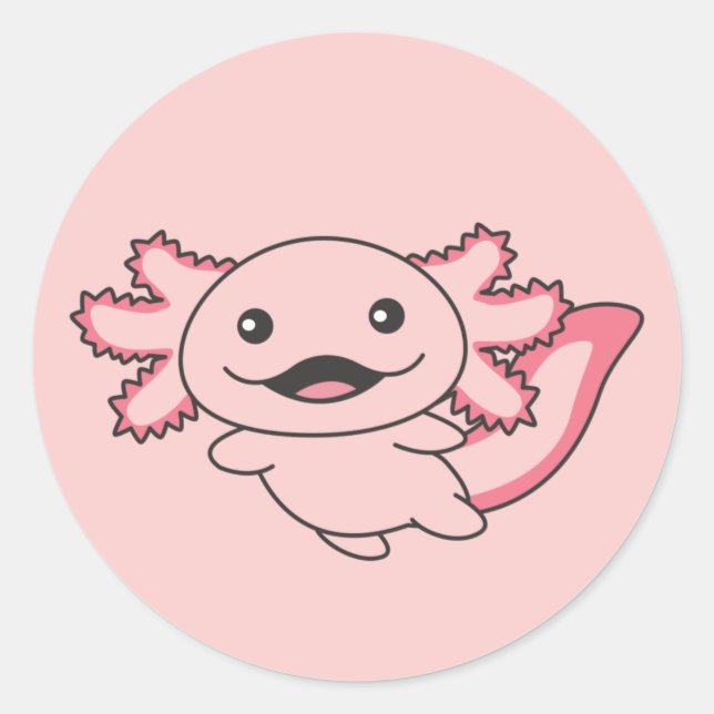 Axolotl Verschiedene Axolotls-Niedliche Tiere C Runder Aufkleber (Vorderseite)