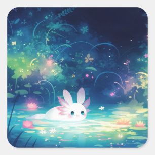 Axolotl-verzauberter Teich Quadratischer Aufkleber