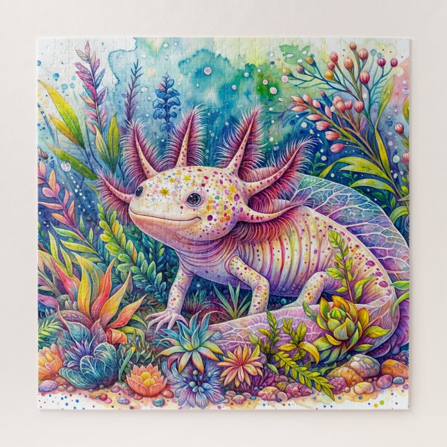 Axolotl Vibranl Watercolor Art (Vertikal)