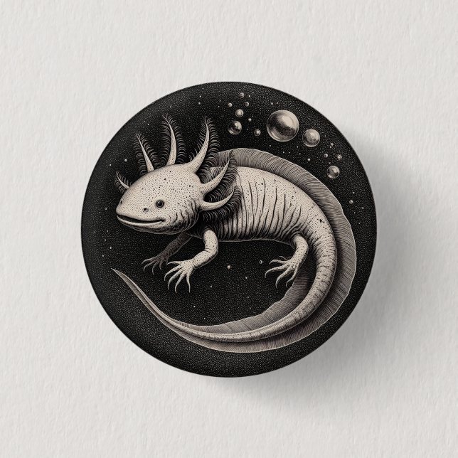 Axolotl Vintag Illustration Button (Vorderseite)