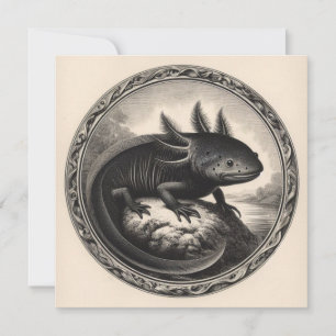 Axolotl-Vintage-Illustration Karte