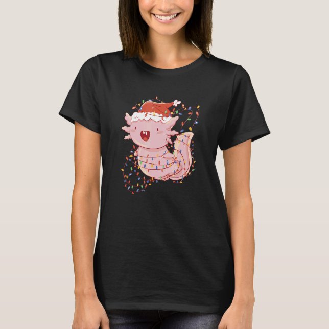 Axolotl Wearing A Santa Hat And Tangled In Christm T-Shirt (Vorderseite)
