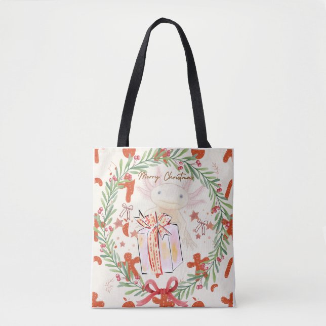 Axolotl Weihnachten Tasche (Vorderseite)