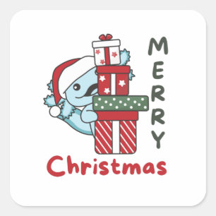 Axolotl Weihnachtsgeschenk Wintertiere Axolotl Quadratischer Aufkleber