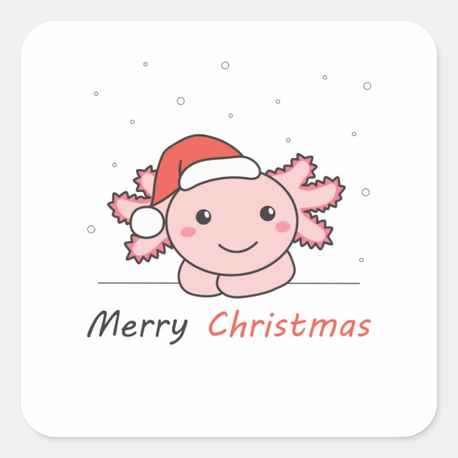 Axolotl Weihnachtsschnee Wintertiere Axolotls Quadratischer Aufkleber (Vorderseite)
