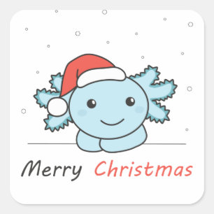 Axolotl Weihnachtsschnee Wintertiere Axolotls Quadratischer Aufkleber