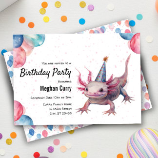 Axolotl Wild Animal Birthday Party Celebration Einladung