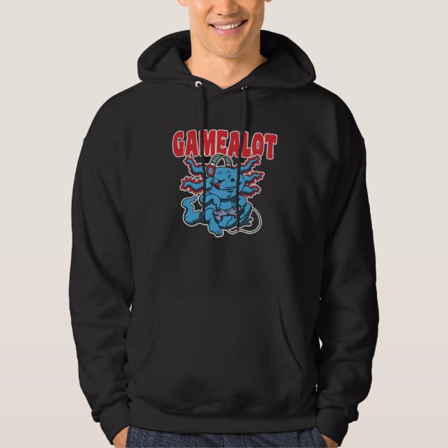 Axolotl with controller and the saying Gamealot Hoodie (Vorderseite)