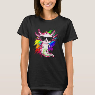 Axolotl with Sunglasses Colorful Cool Graphic T-Shirt