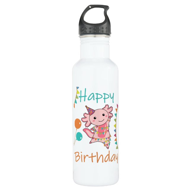 Axolotl wünscht Ihnen alles Gute zum Geburtstag Edelstahlflasche (Vorderseite)