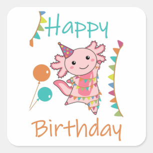 Axolotl wünscht Ihnen alles Gute zum Geburtstag Quadratischer Aufkleber