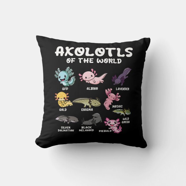 Axolotls of the World Niedlich Kawaii Axolotl Love Kissen (Vorderseite)