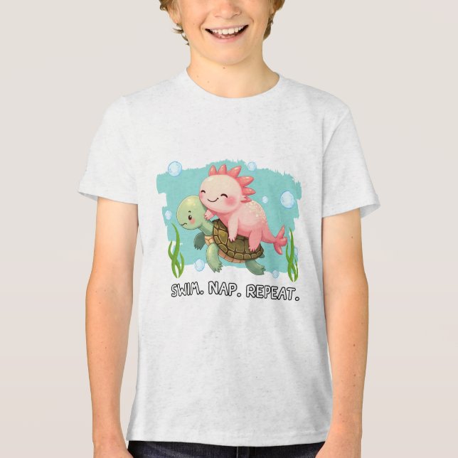 Axolotschildkröte Tri-Blend Shirt (Vorderseite)