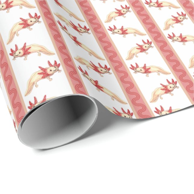 Axotl Streifen  Geschenkpapier (Rolleneckpunkt)
