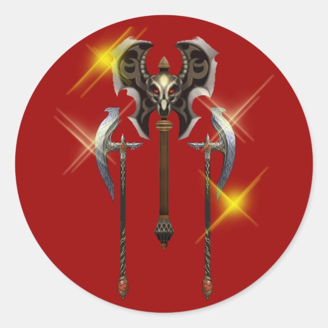 Axt Streitaxt battle ax axe Runder Aufkleber (Vorderseite)