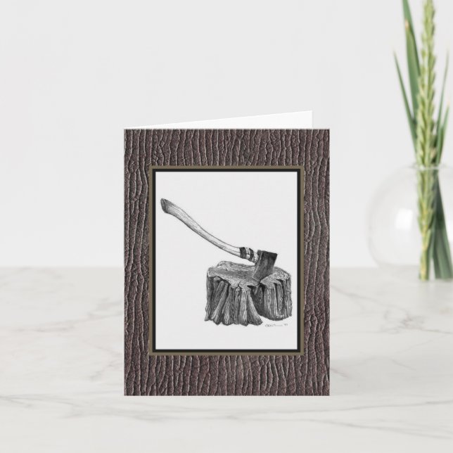 Axt und Stumpf Notecard Karte (Vorderseite)