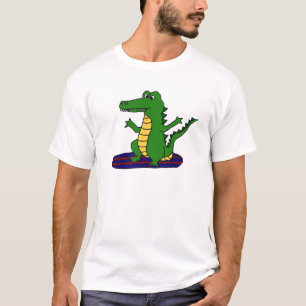 AY-, lustiger surfender AlligatorCartoon T-Shirt