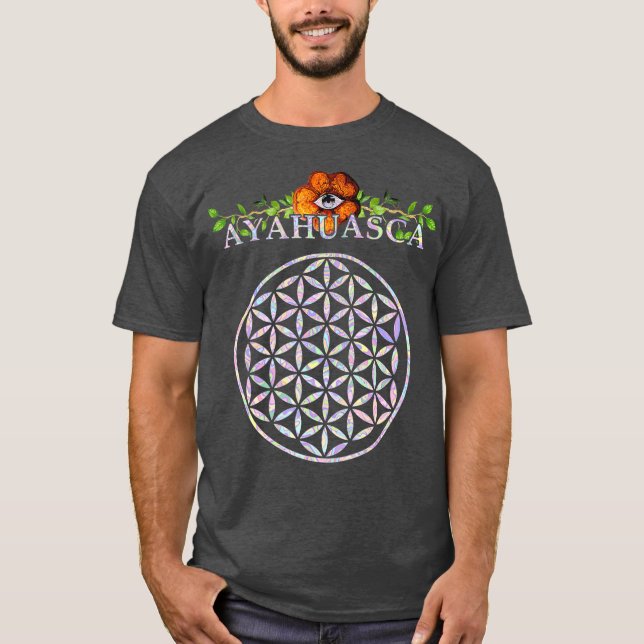 Ayahuasca Mandala Heilige Geometrie Blume des Lebe T-Shirt (Vorderseite)
