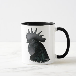 Ayam Cemani Hahn-Kopf Tasse