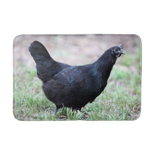 Ayam Cemani Hünchen-junge Henne symmetrisch Badematte