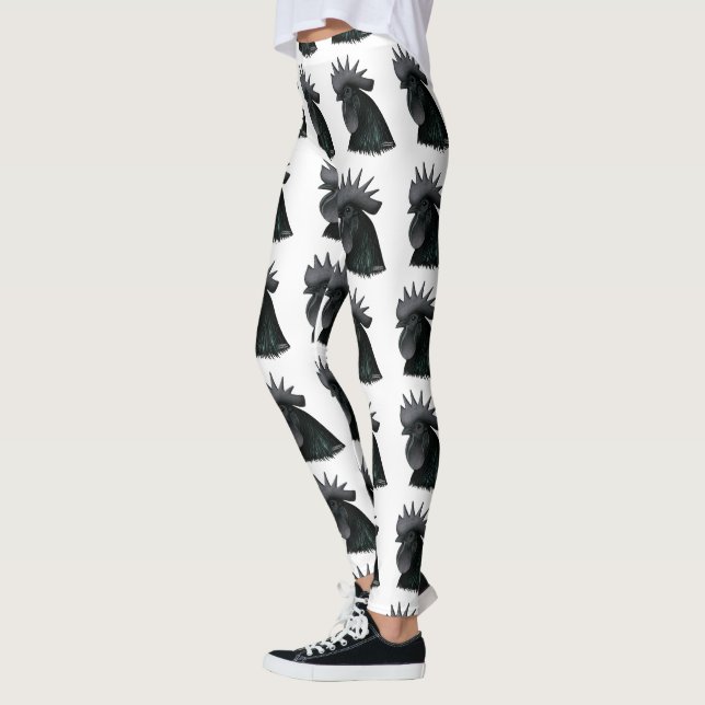 Ayam Cemani Rooster Head Leggings (Links)