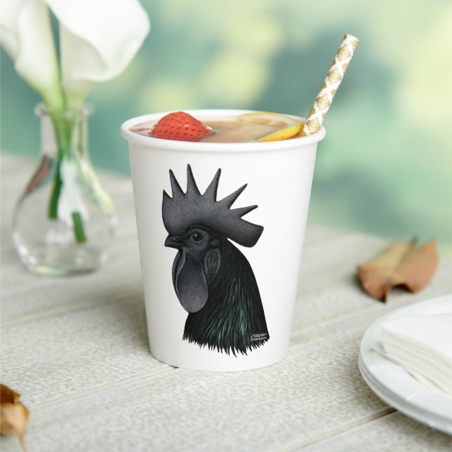 Ayam Cemani Rooster Head Pappbecher (In Situ)