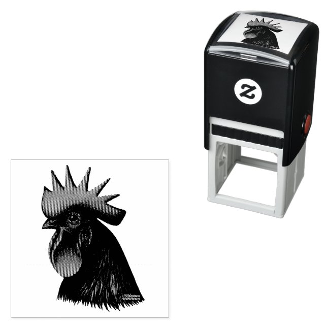 Ayam Cemani Rooster Head Permastempel (Beispiel)