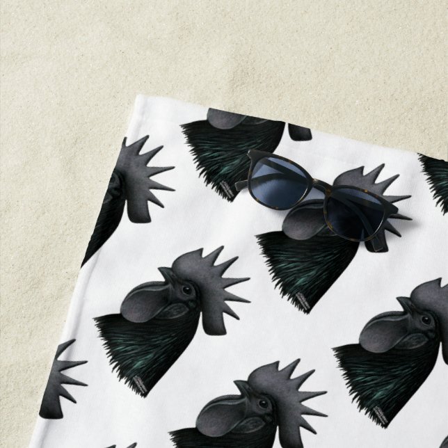 Ayam Cemani Rooster Head Strandtuch (Beispiel)