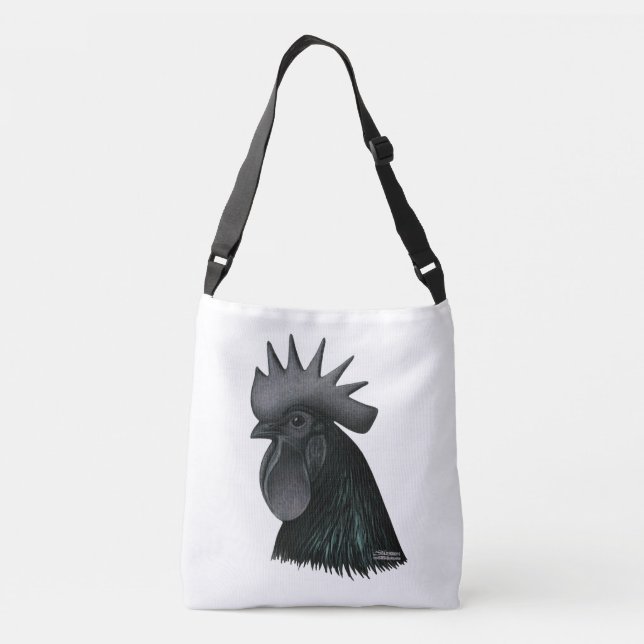 Ayam Cemani Rooster Head Tragetaschen Mit Langen Trägern (Rückseite)