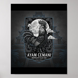 Ayam Cemani - Schwarzes Huhn Indonesien Indonesisc Poster