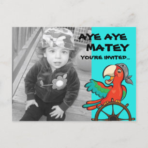 Aye Aye Pirate Parrot Einladungspostkarte