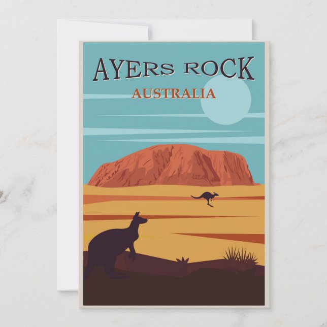 Ayers Rock Australia Vintage Flat Card (Vorderseite)