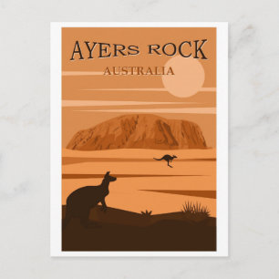 Ayers Rock Australien Vintage Reiseposter Postkarte