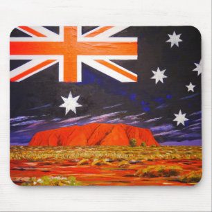 Ayers Rock und australische Flagge Mousepad