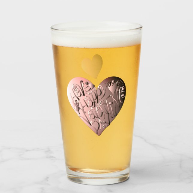 "Ayez un Heureuse Sainte-Valentin" Verre manuscrit (Devant (rempli))