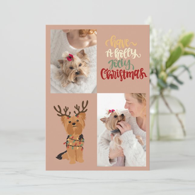 Ayez une carte de chien de Noël Holly Jolly (Debout devant)