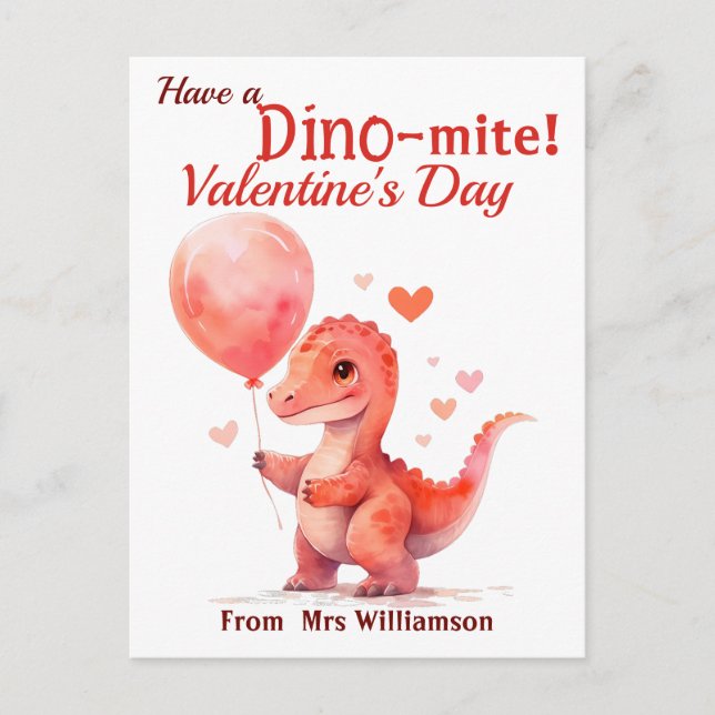 Ayez une carte postale Dino-Mite Valentines Day Cl (Devant)