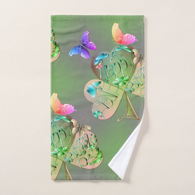 "Ayez une joyeuse St Patrick's" Shamrock (Serviette à main)