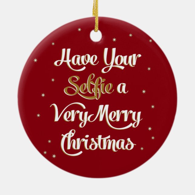 Ayez Votre "Selfie" Joyeux Ornement de Noël Rouge (Dos)