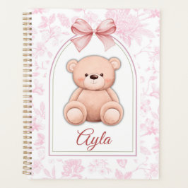 Ayla | Benutzerdefiniertes rosa Teddy-Bär-Kinderzi Planer