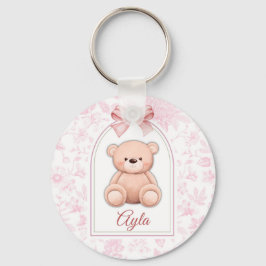 Ayla | Benutzerdefiniertes rosa Teddy-Bär-Kinderzi Schlüsselanhänger