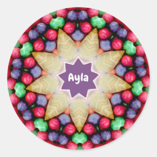 AYLA ~ Personalisiertes Ostern Süßigkeiten Muster Runder Aufkleber