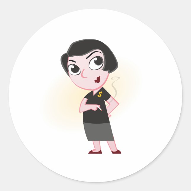 Ayn Rand Cartoon Sticker (Vorderseite)