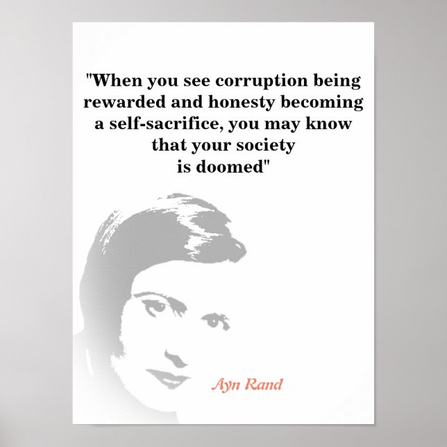 Ayn Rand zitieren über Ihre untergegangene Gesells Poster (Vorne)