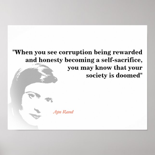Ayn Rand zitieren über Ihre untergegangene Gesells Poster (Vorne)
