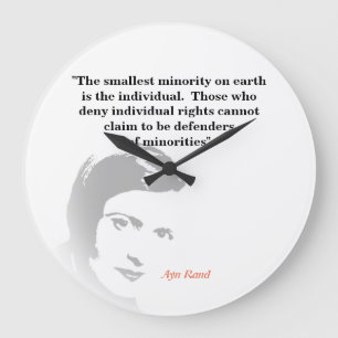 Ayn Rand zitiert auf die kleinste Minderheit Große Wanduhr